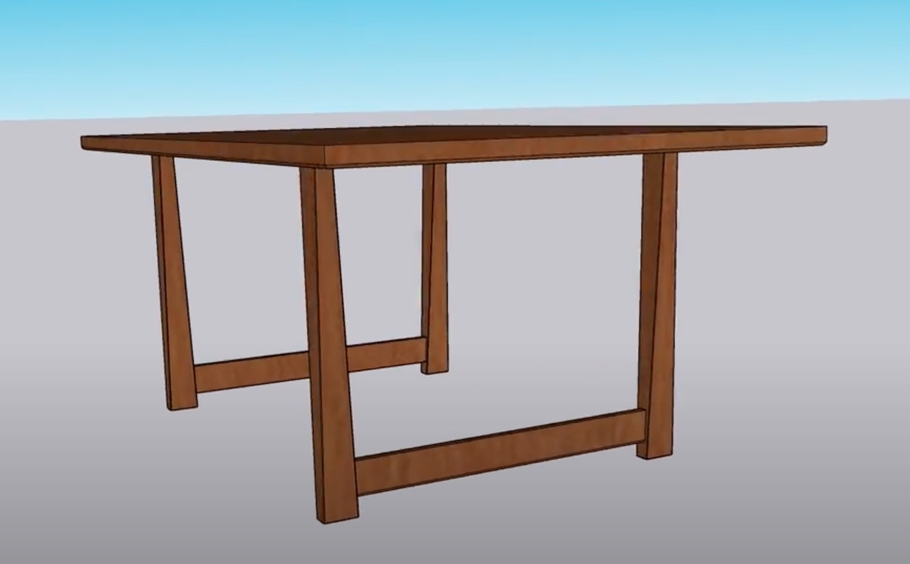 3D render of the table design showing Hvidt-inspired leg structure