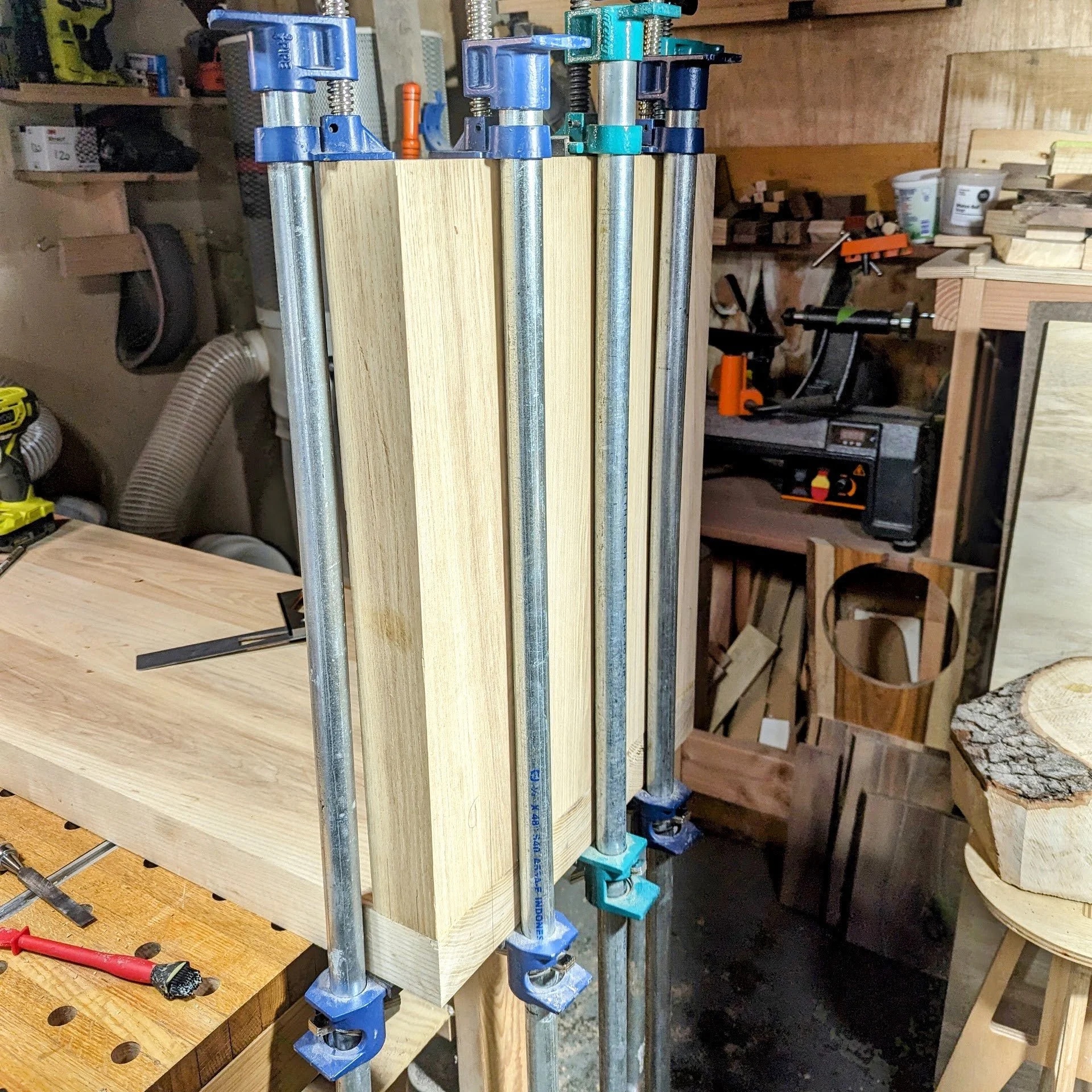 Oiling the bench with Odie's Oil Pecan finish