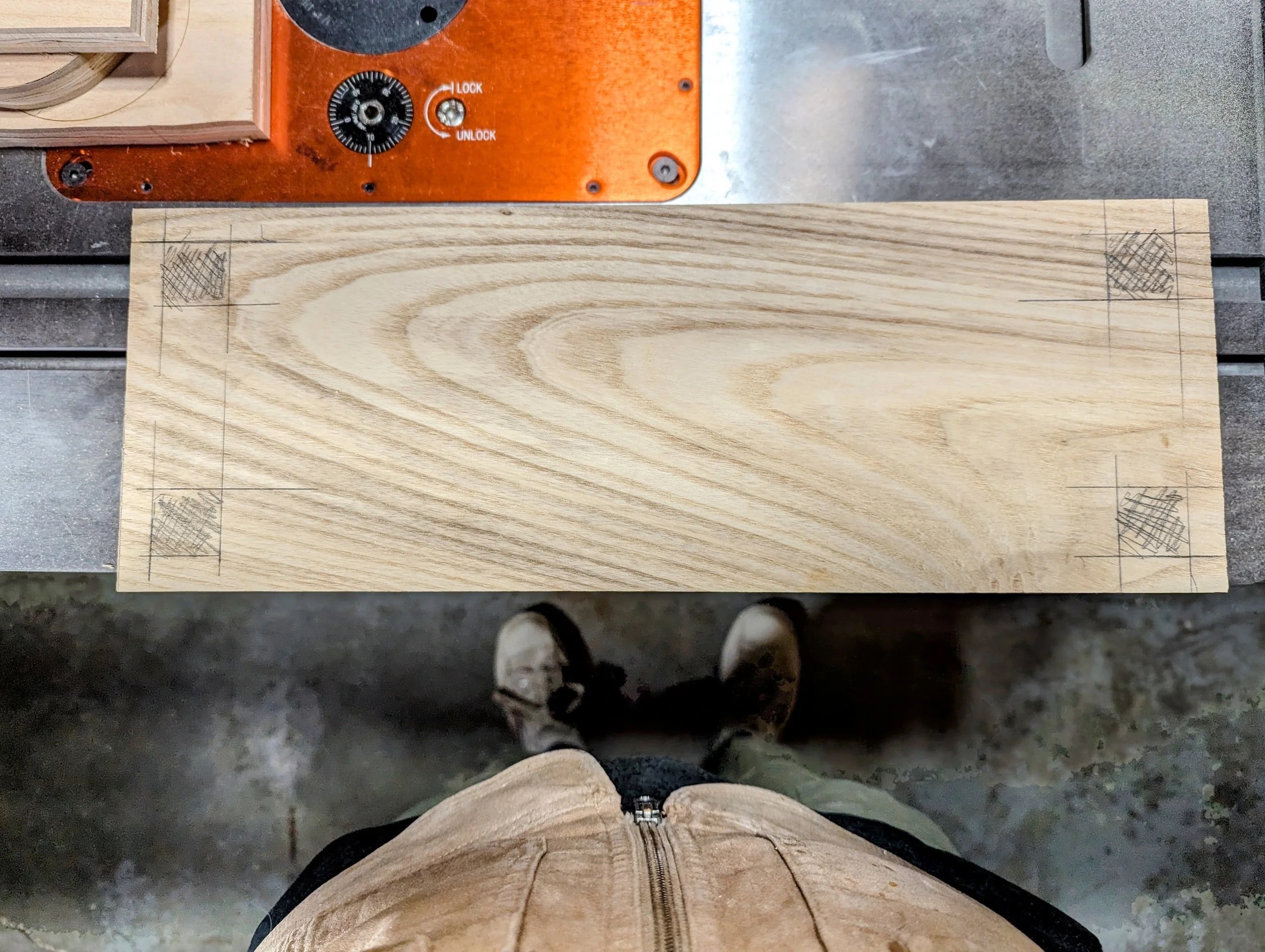 Mini prototype bench — raw ash, unfinished