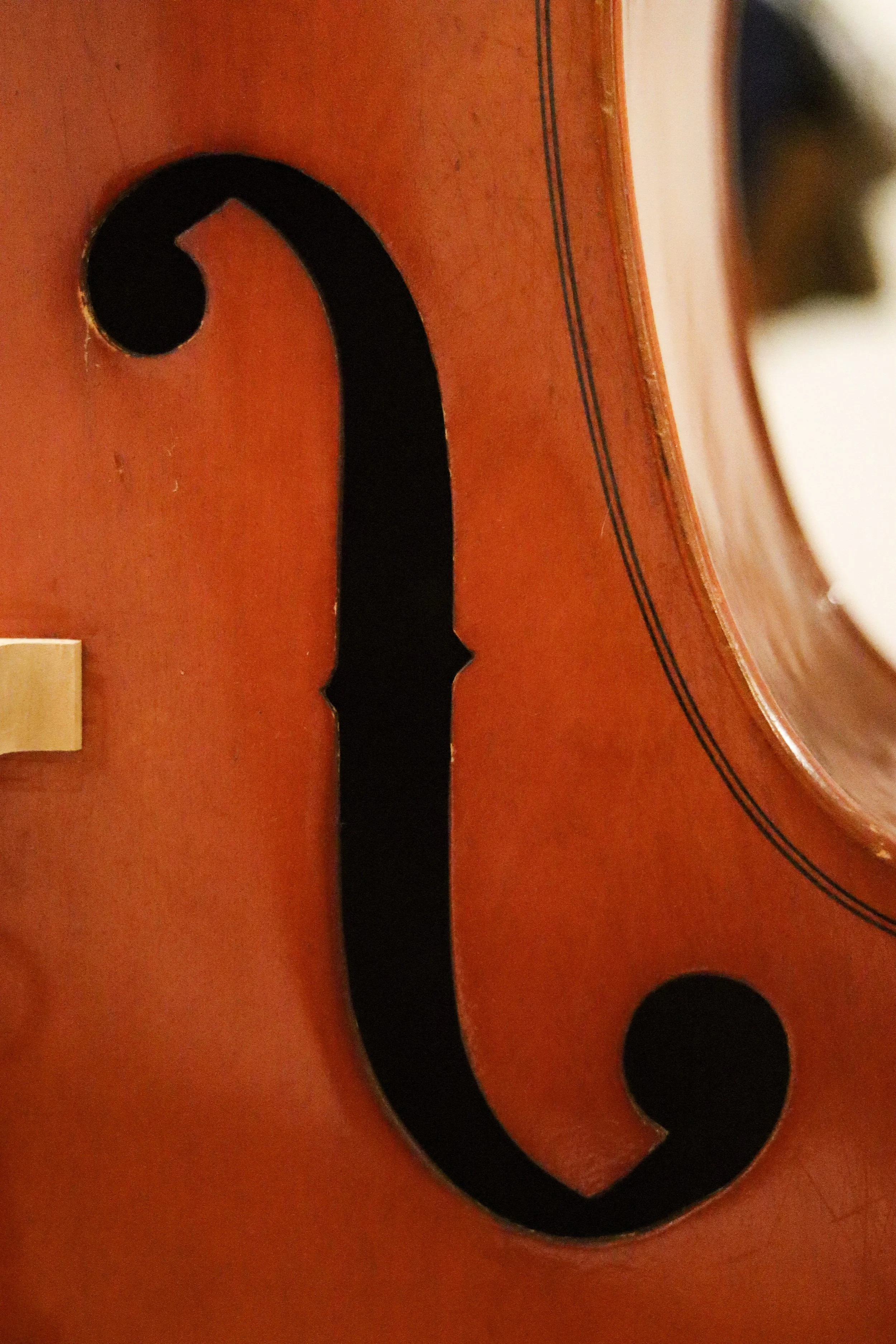 Upright bass f-hole close-up