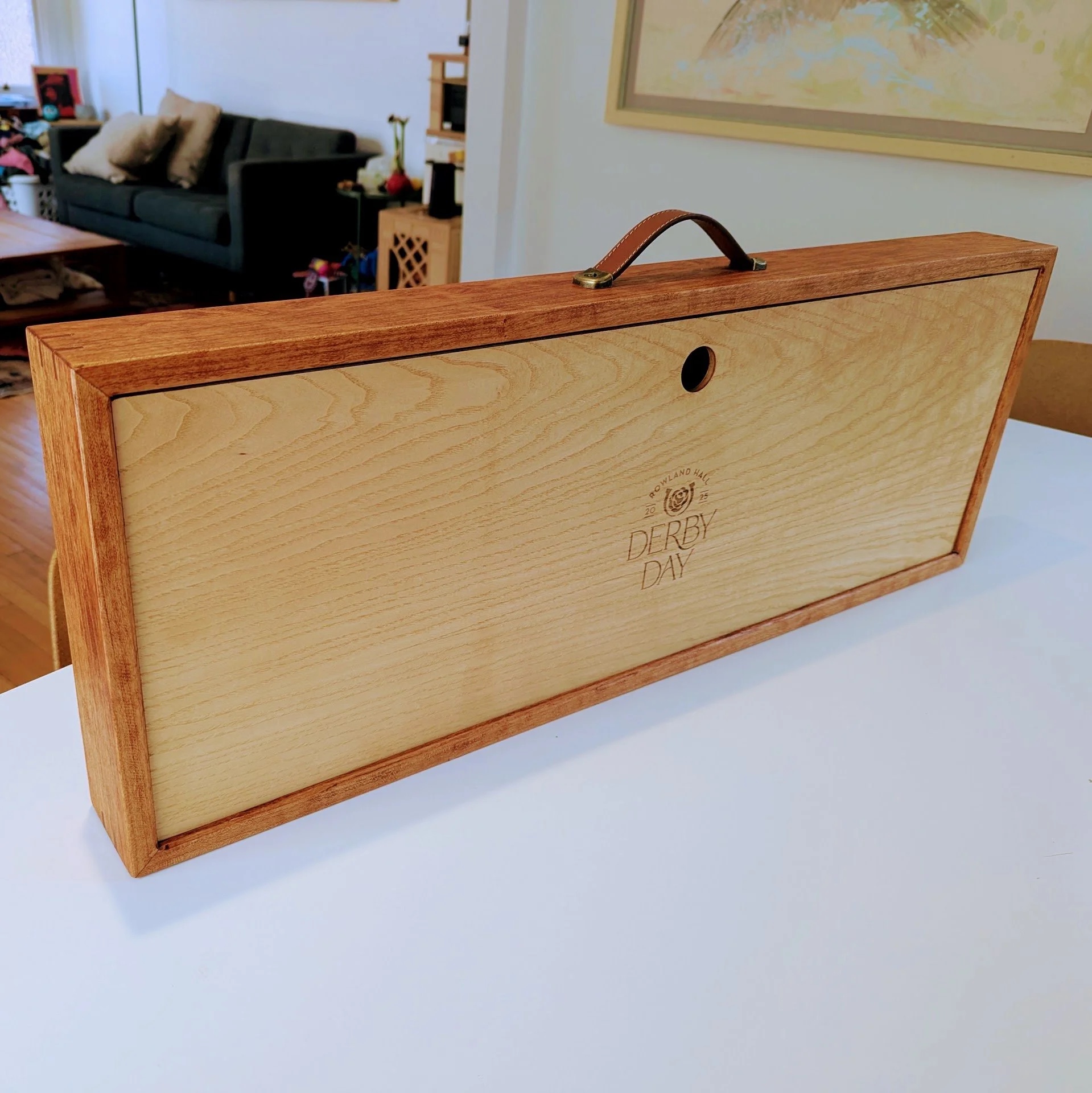 La Herradura — cherry and tiger maple horseshoe game box