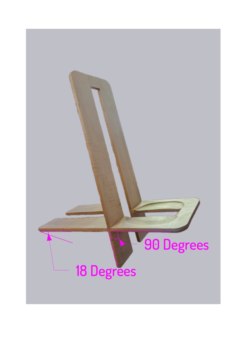 Squatting Chair design sketch with angle measurements