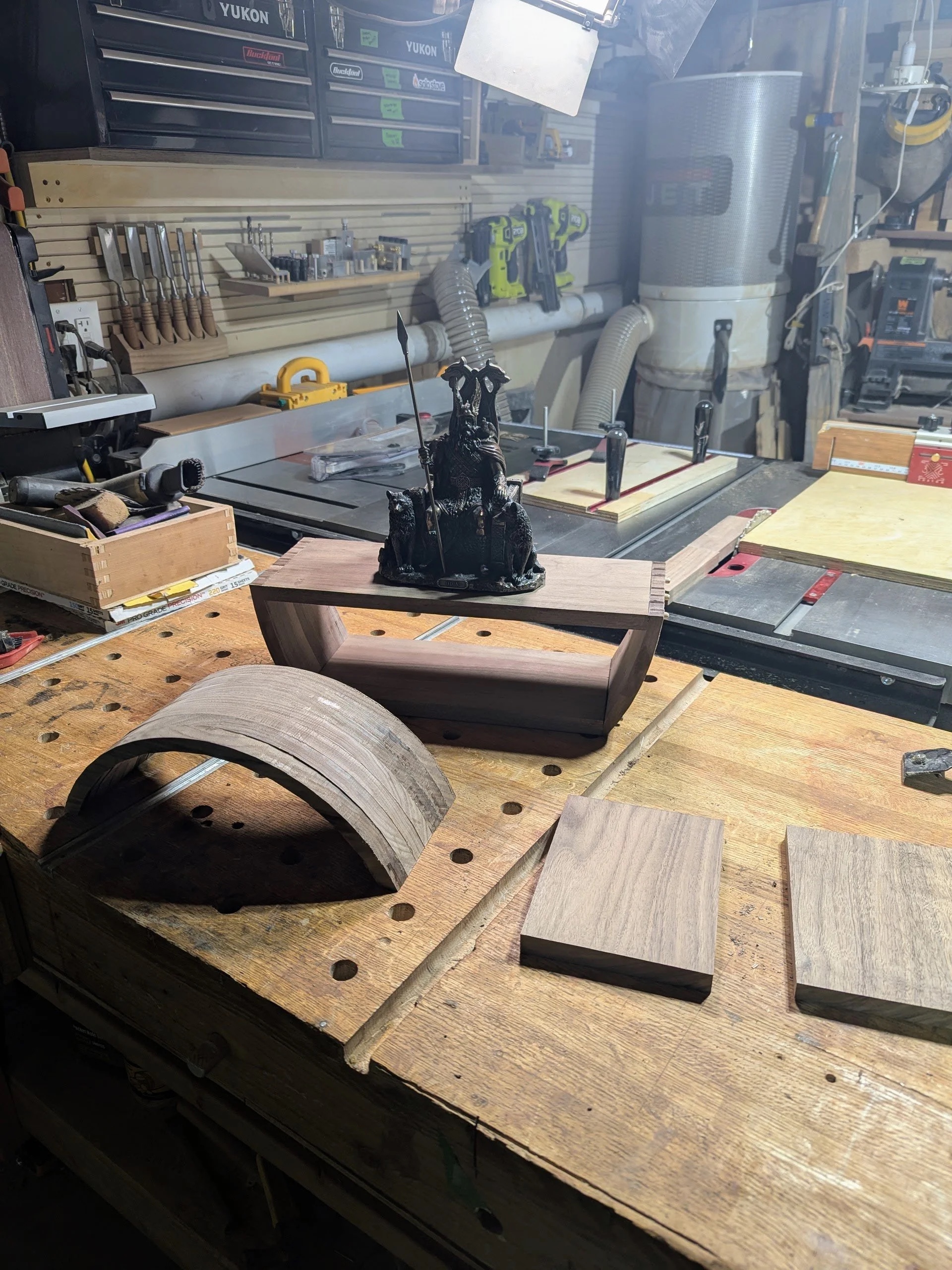 Completed altar detail — walnut with hardwax oil finish