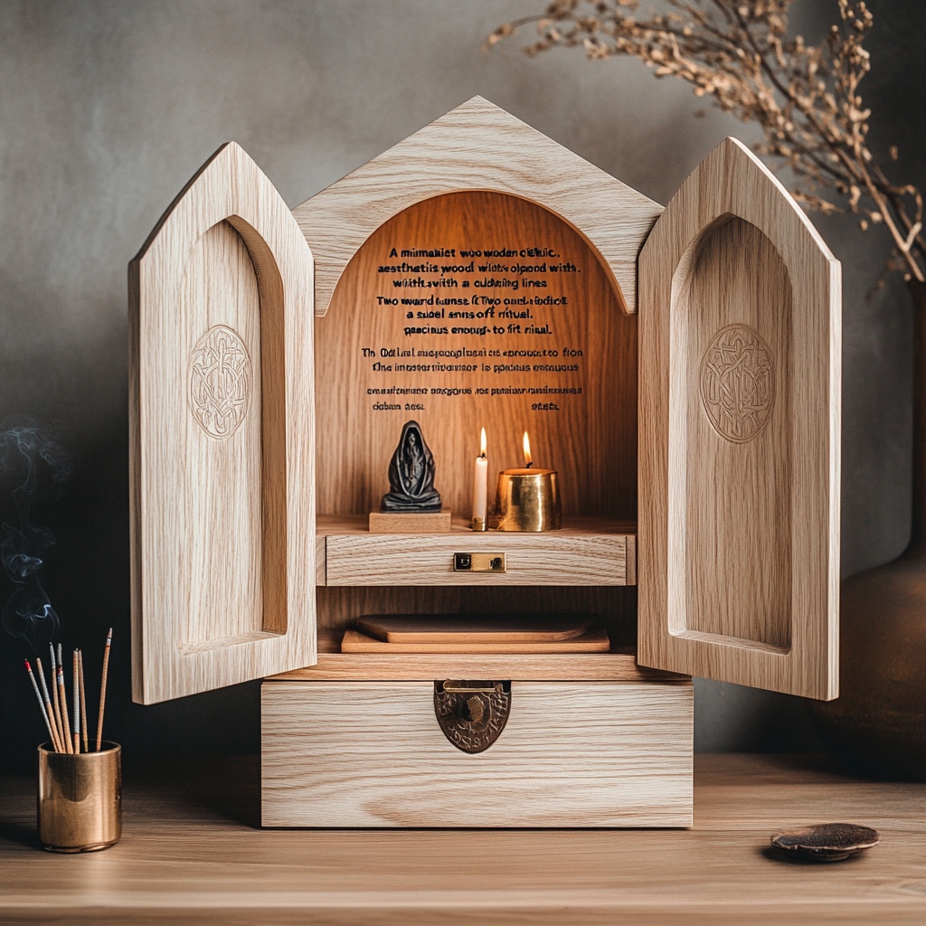 AI-generated altar concept — Gothic arches with hidden compartments