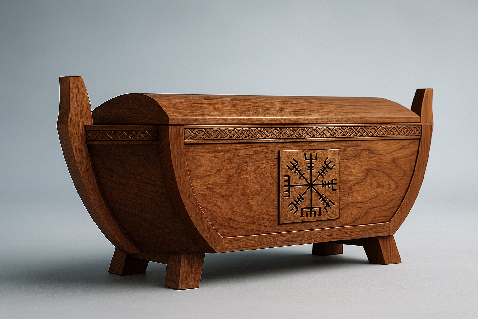 Refined altar design — blending Viking boat lines with Gothic arches