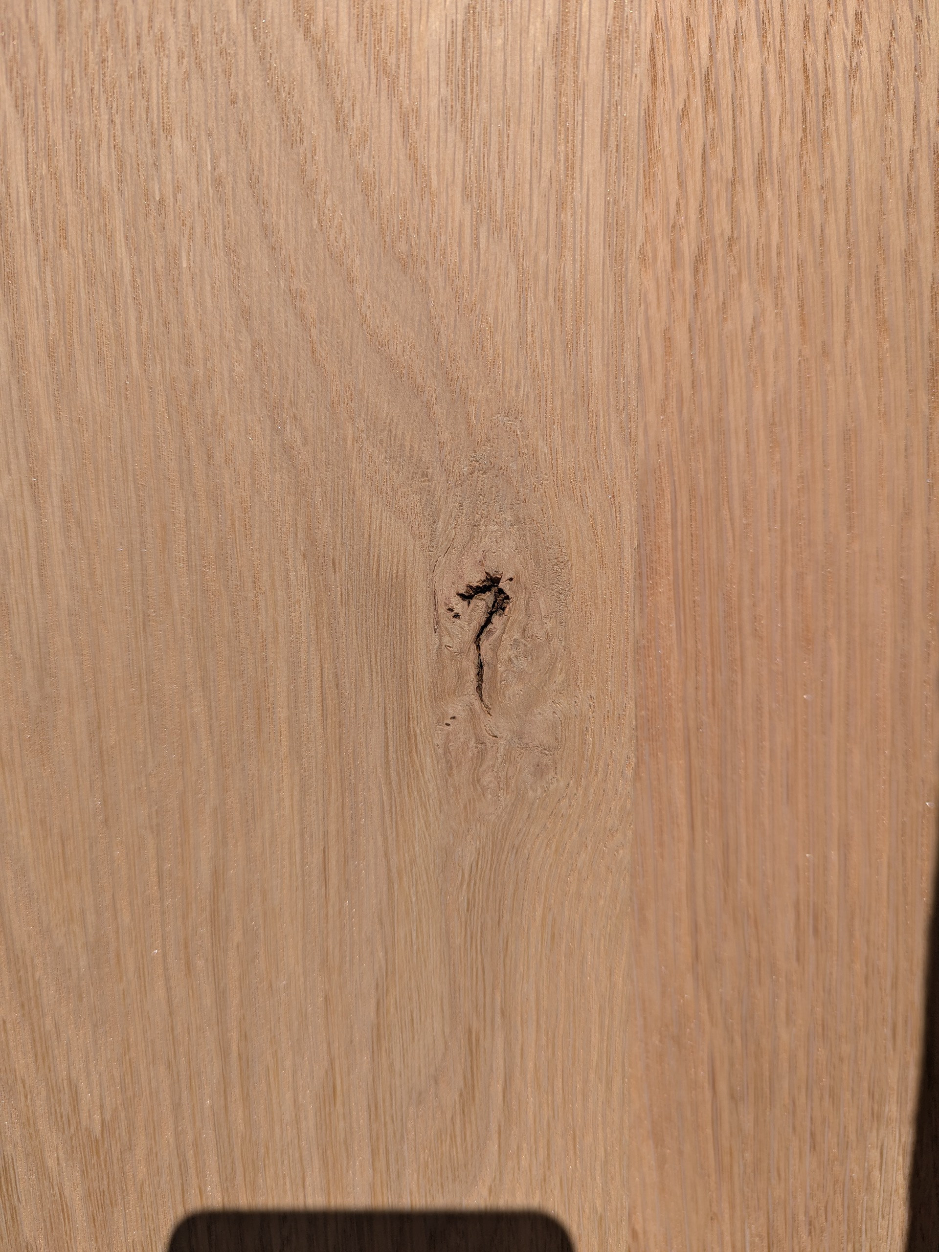 A knot in white oak that looks like a seahorse — the moment the project named itself during milling